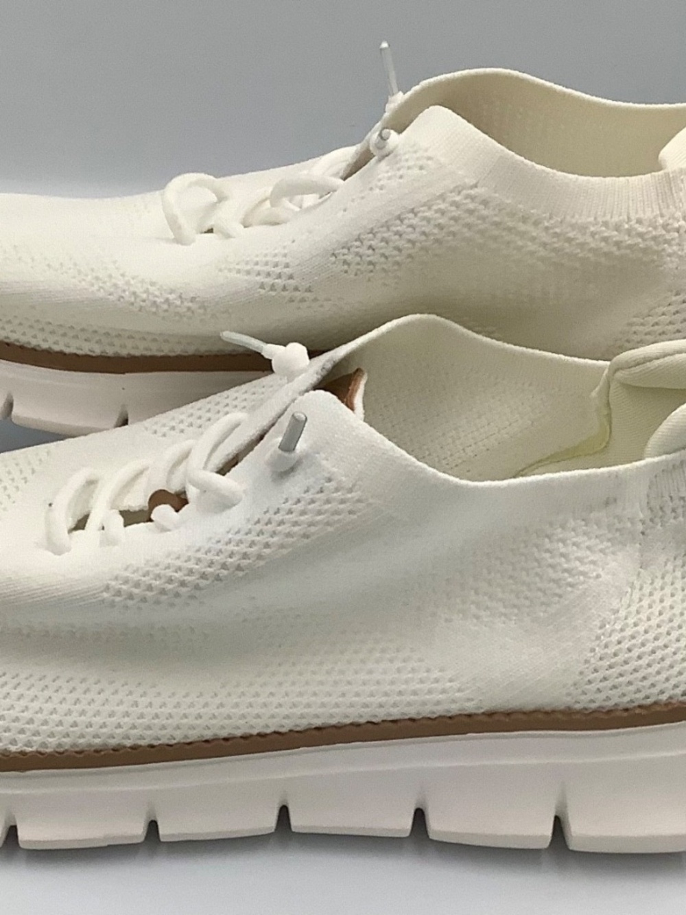 White Knit Lace Up Men's Breathable Lightweight Casual Sneakers Size 47